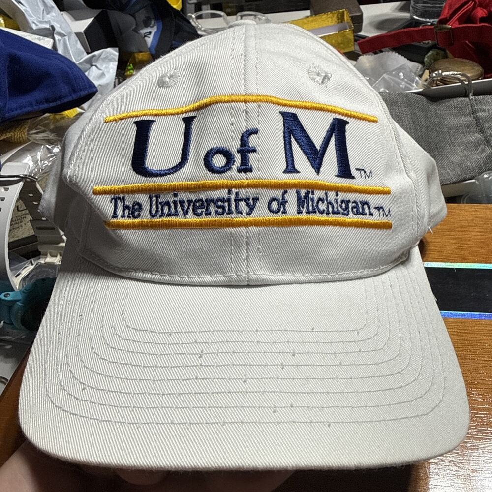 Vintage University of Michigan The Game Bar Snapback Hat White 90’s
